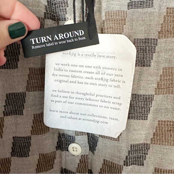 NWT Ace & Jig Tate Dress In Sedona Checkered Brown Reversible Pockets Sz M - Picture 3 of 10